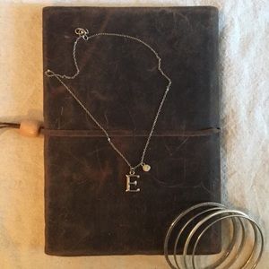 Silver letter "E" pendant necklace